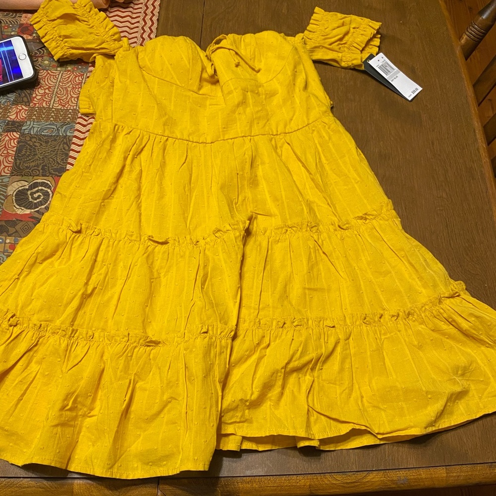 Mustard color mini dress